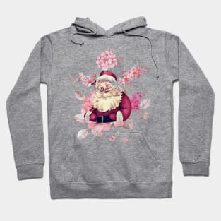 Retro vintage pink Santa Claus with vintage flower Hoodie